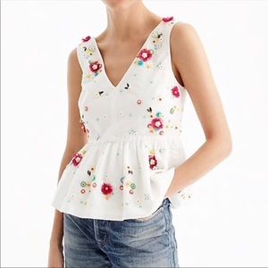 J. Crew hand embellished floral top